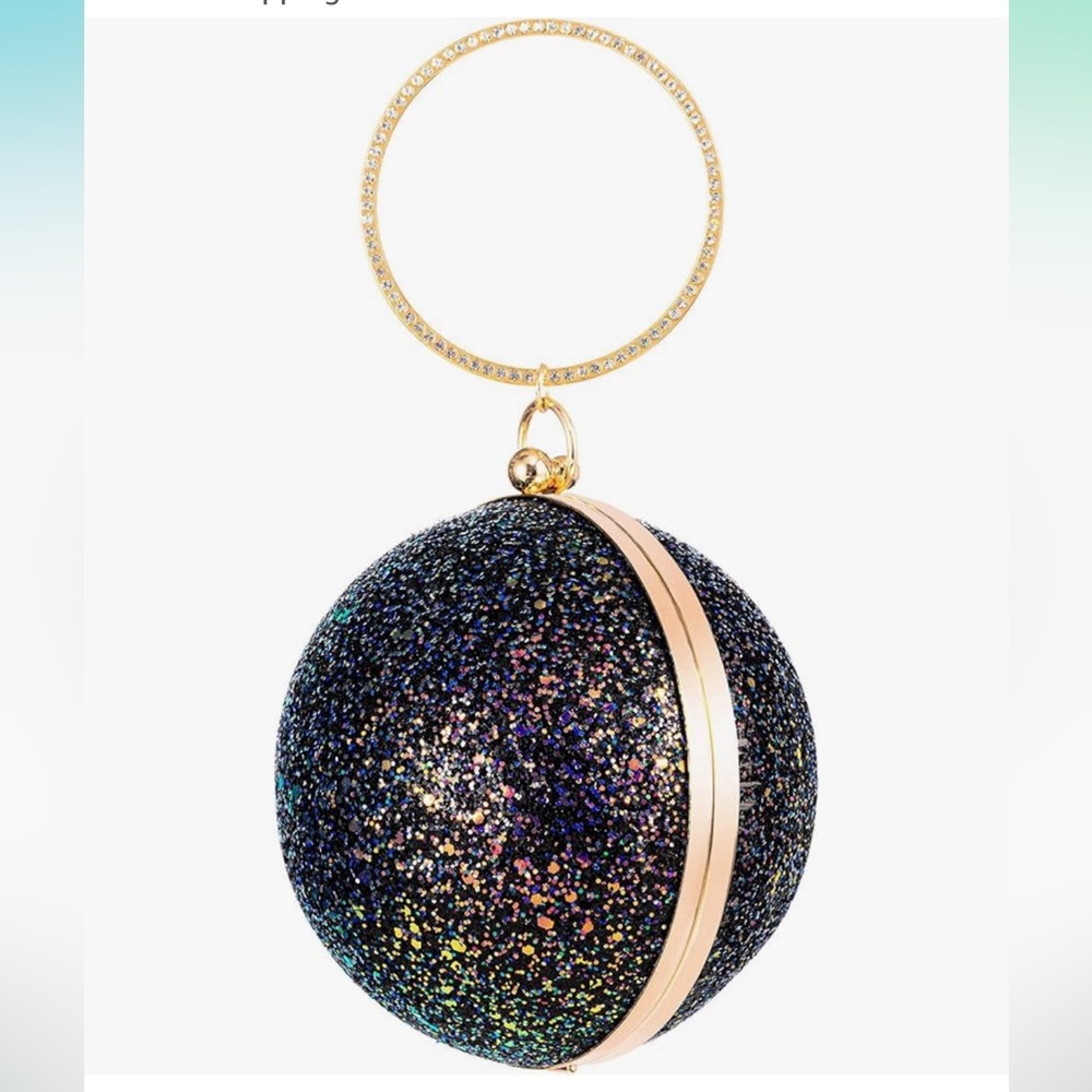 Black Glitter Globe Ball Clutch – Cosmic Statement Purse